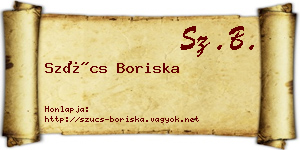 Szűcs Boriska névjegykártya